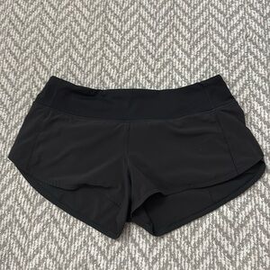 Black Lululemon Speed up shorts size 6!